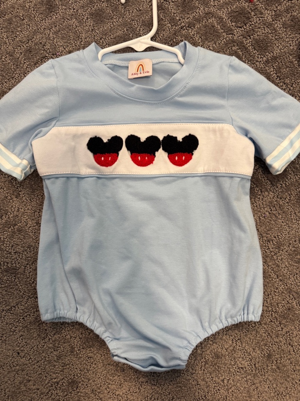 Light Blue Heart Mickey Mouse Embroidered Bubble for Kids